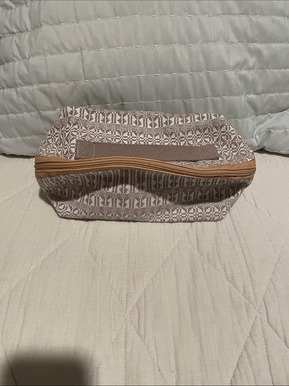 thirty-one Taupe Patterned Cosmetic Pouch with Tan Zipper